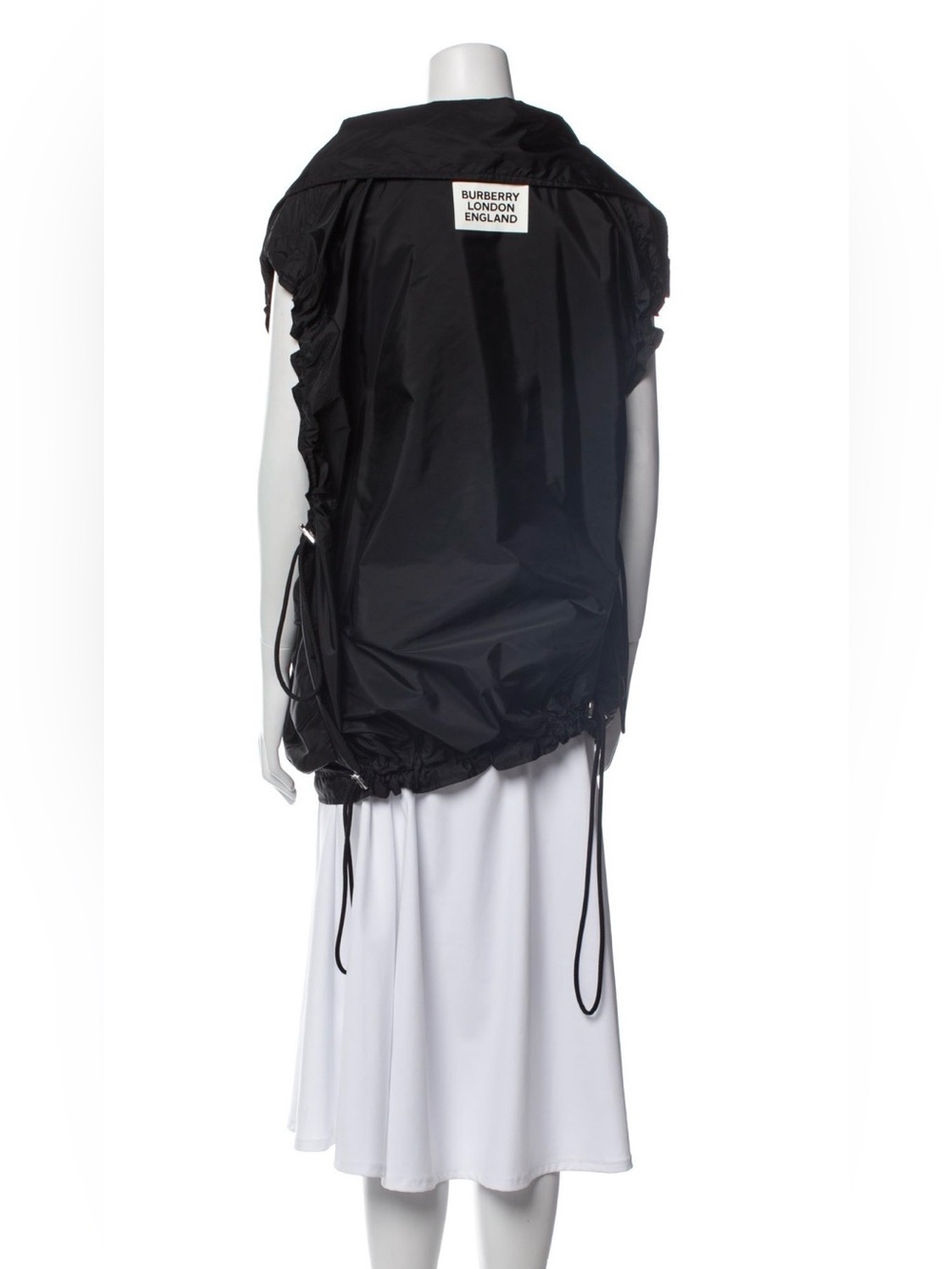 Burberry London Oversized Black Nylon Logo Drawstring Vest